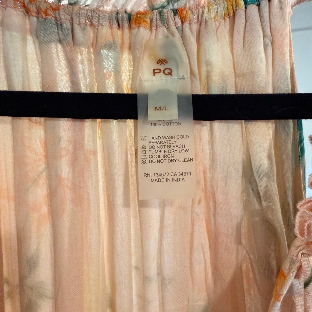 PQ Swim Peach Floral Tiered Maxi Dress with Teal & Orange Accents - Picture 7 of 7